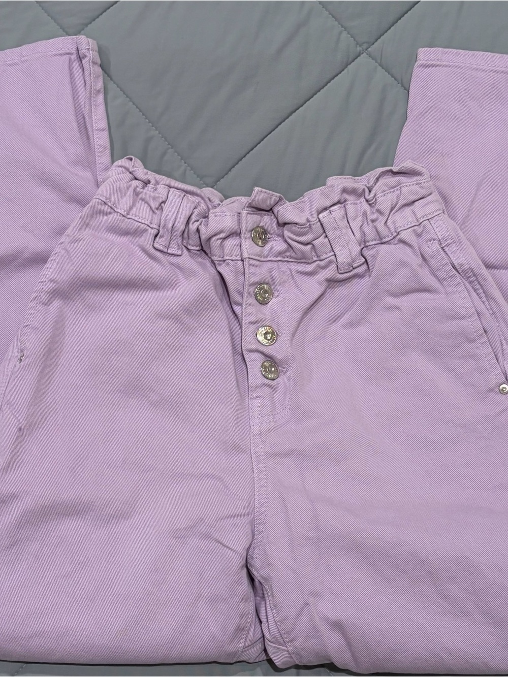 Zara Lavender High-Rise Paperbag Jeans